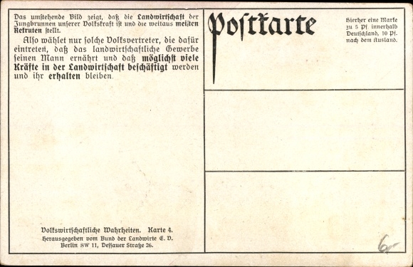 Postcard Ratio of recruits fit for the military in the big city and in the country], Berlin