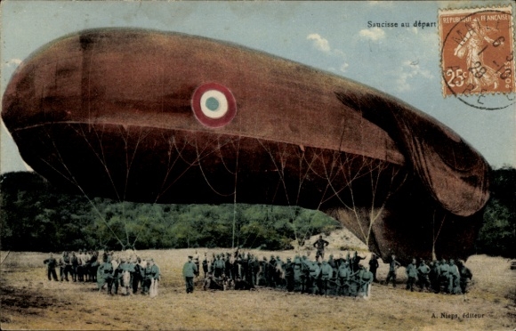Postcard Aviation, Tethered Balloon, Soldiers