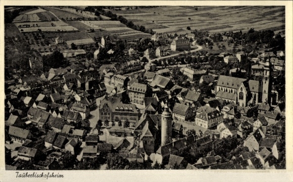 Postcard Tauberbischofsheim in Baden, aerial photograph