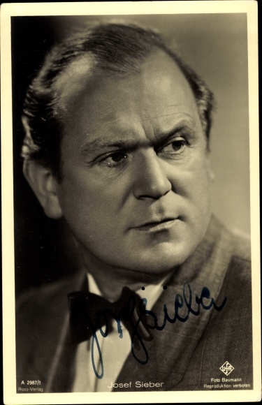 Postcard actor Josef Sieber, portrait, Ufa Film, Ross Verlag A 2987 1