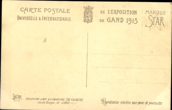 Postcard Gand Gent East Flanders, World Exhibition 1913, German Section