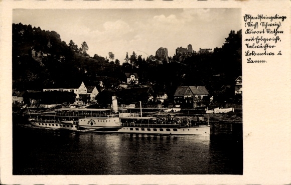 Ak Rathen an der Elbe Sächsische Schweiz, Dampfer, Elbsandsteingebirge