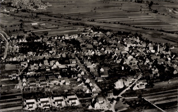 Postcard Spöck Stutensee in Baden, aerial photograph