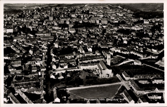 Postcard Pirmasens am Palatinate Forest, aerial photograph
