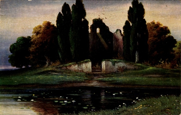 Artist Postcard Hoy, Walter, monastery ruins