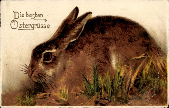 Postcard Happy Easter, Brown Bunny