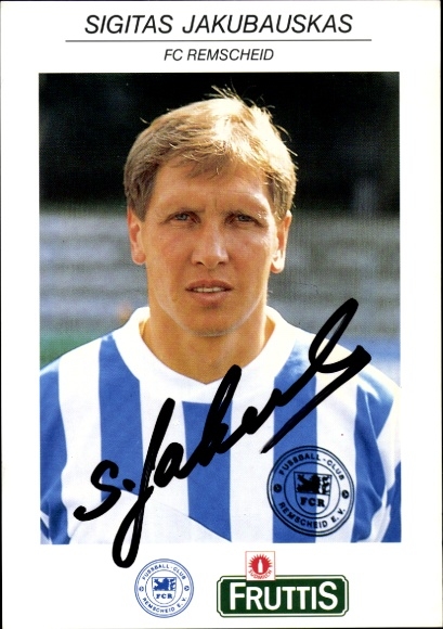 Autograph card footballer Sigitas Jakubauskas, FC Remscheid, autograph