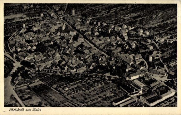 Postcard Eibelstadt in Lower Franconia, aerial photograph