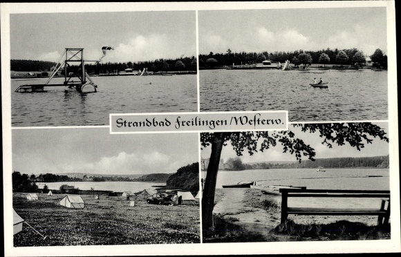Ak Freilingen in het Westerwald, lido, camping