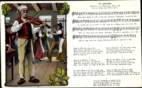 liedje Ak Mückenberger, Der Zipfelsgörg, Vogtlands volkslied, muzikant met viool, dansparen