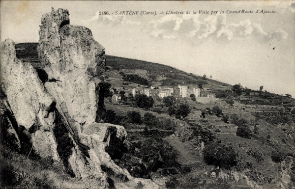 Ak Sartène Corse du Sud, L'Entree de la Ville par la Grand'Route d'Ajaccio