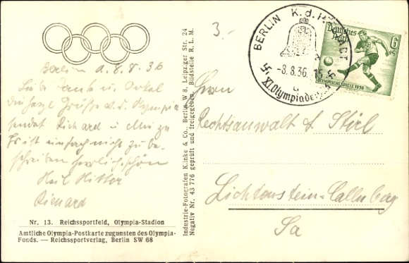 Postcard Berlin Charlottenburg Westend, Reichssportfeld, Olympic Stadium, aerial photograph