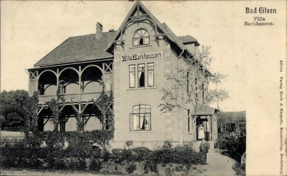 Postcard Bad Eilsen in the district of Schaumburg, Villa Barkhausen, exterior view, garden