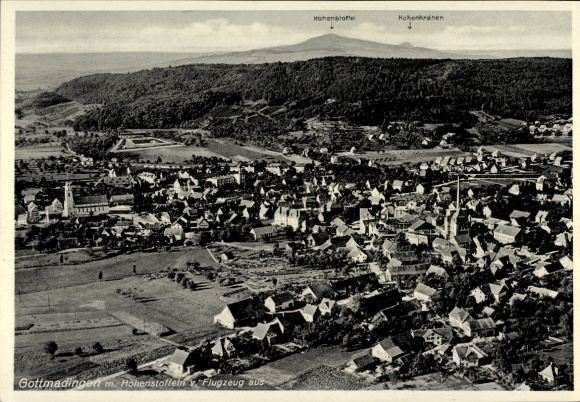Postcard Gottmadingen im Hegau, aerial photograph, Hohenstoffeln
