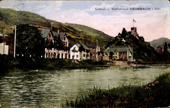 Postcard Heimbach Eifel near Düren, part of the river