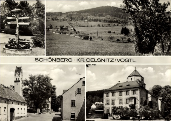 Ansichtkaart Schönberg Rosenbach im Vogtland, overzicht, straatgedeelte