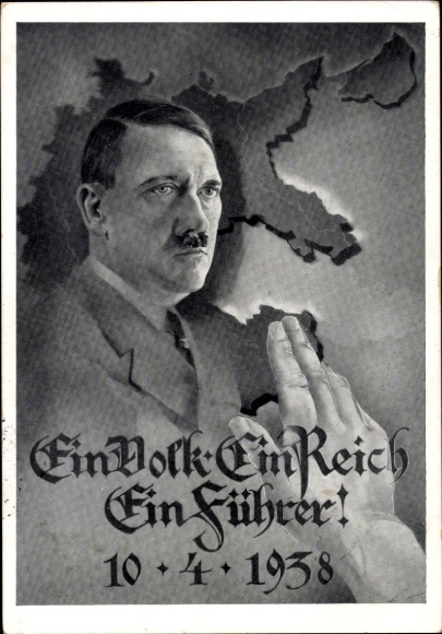 Artist Postcard One People, One Reich, One Führer, 10.04.1938, Vote for Greater Germany, Adolf Hitler