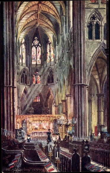 Artist Postcard Flower, Charles F., City of Westminster London City, Westminster Abbey, The Choir