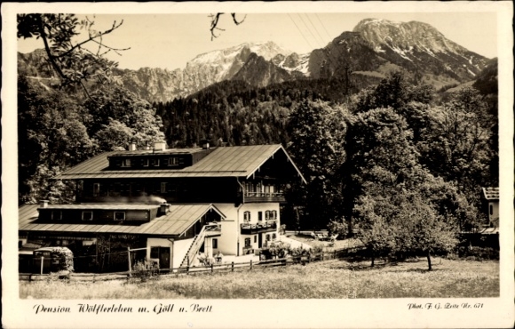Postcard Schönau am Königssee near Berchtesgaden, Upper Bavaria, Pension Wölflerleben