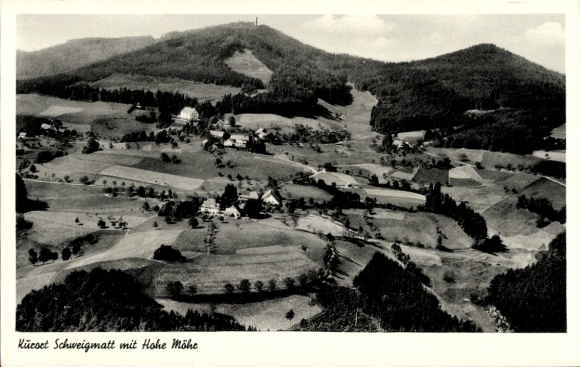 Postcard Schweigmatt Raitbach Schopfheim in Baden, landscape, hills and valleys, black and white photo