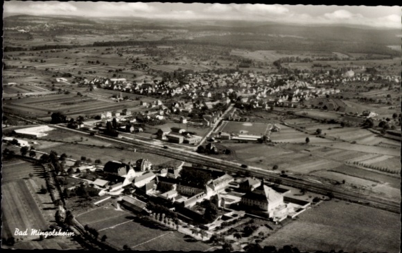 Postcard Bad Mingolsheim Bad Schönborn in Baden, aerial photograph