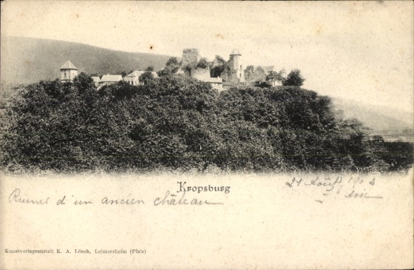 Ak Sankt Martin in der Pfalz, Kropsburg, Ruine der  alte Burganlage, schwarz-weiße Fotografie