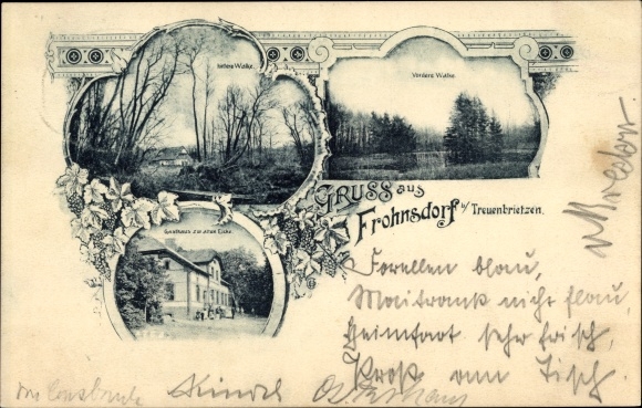 Postcard Frohnsdorf Treuenbrietzen in Brandenburg, inn to the old oak, rear walke, front walke