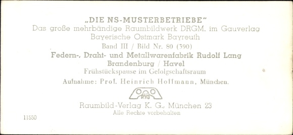 Stereo spatial image &quot;The NS model companies&quot;, III 80, No. 390, Metallwarenfabrik Rudolf Lang