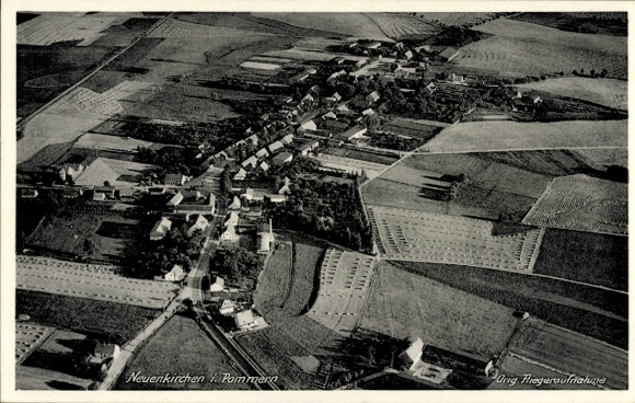 Postcard Neuenkirchen i. Pommern, aerial photograph