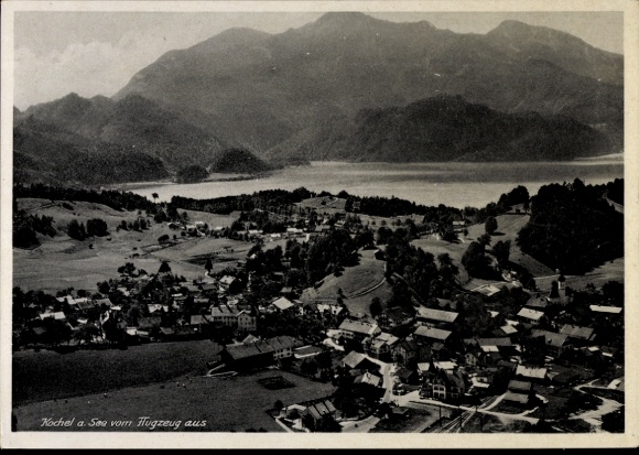 Postcard Kochel am See Upper Bavaria, aerial photograph