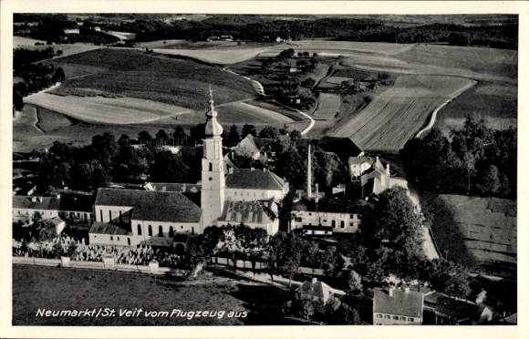 Postcard Neumarkt Sankt Veit an der Rott Upper Bavaria, aerial photograph