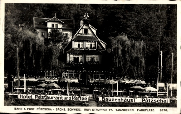 Ak Pötzscha Wehlen an der Elbe Sächsische Schweiz, Hotel und Restaurant Bauernhäusl