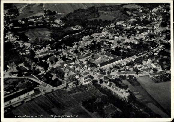 Postcard Ermsleben Falkenstein Harz, aerial photograph