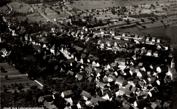 Postcard Langensteinbach Karlsbad in Baden, aerial photograph