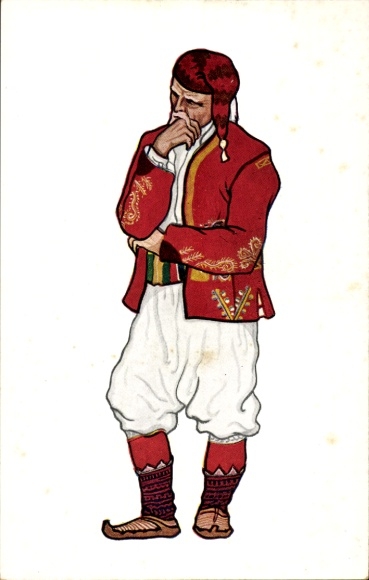 Artist Postcard Man in Croatian costume, Dalmatia