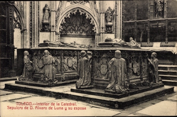 Postcard Toledo Castile La Mancha Spain, interior view of the cathedral, tomb of D. Alvaro de Luna u