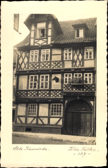 Ak Wernigerode im Harz, Alte Schmiede, Tilde Falke, Fachwerkhaus,  Architektur
