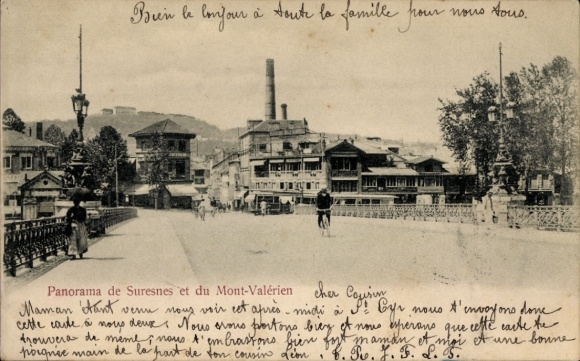 Ak Suresnes Hauts de Seine, Panorama,  Mont-Valérien, postkartentext in Französisch