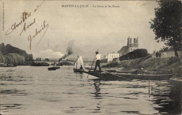 Ak Mantes la Jolie Yvelines,  La Seine et les Ponts