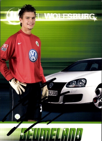 Autogrammkarte Fußballer Jonas Deumeland, VfL Wolfsburg, Autogramm