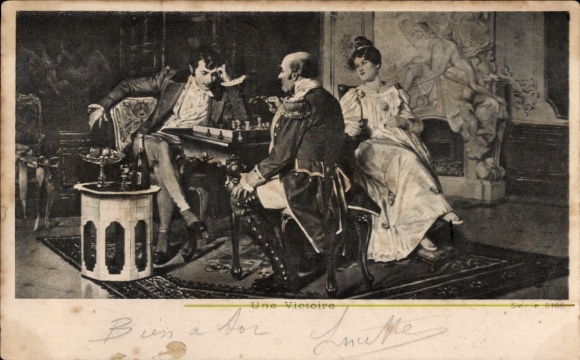Artist Postcard Priechenfried, H., Une Victoire, Chess Player