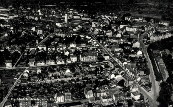 Ak Niederrad Frankfurt am Main, Luftaufnahme, Wohngebäude, Straßen, Frankfurt am Main
