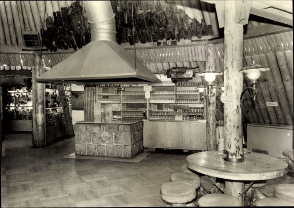 Postcard Sosa Eibenstock in the Ore Mountains, consumption restaurant Meiler, interior
