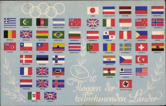 PC Olympia Berlin 1936, flags of the participating countries