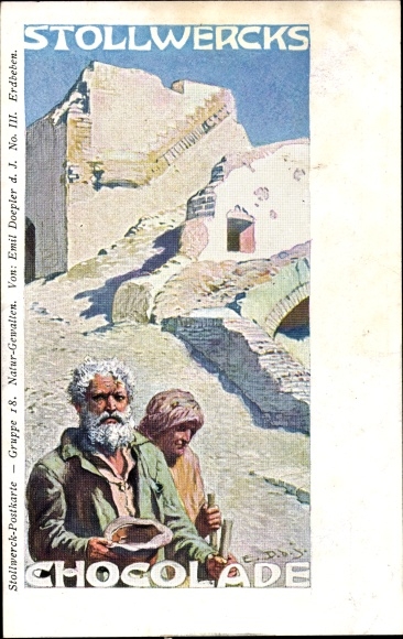 Jugendstil Künstler Ak Doepler, Emil, Reklame, Stollwerck Gruppe 18, Naturgewalten No. III, Erdbeben