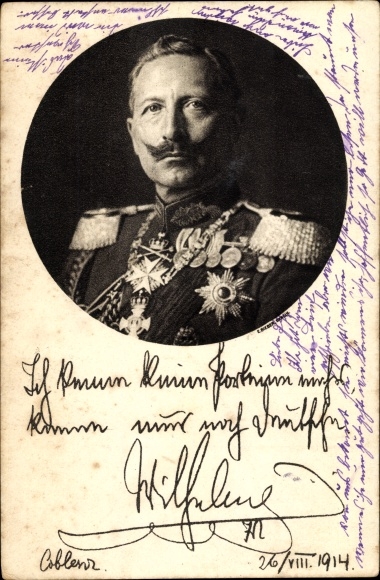 Postcard Kaiser Wilhelm II., I don&#39;t know any parties anymore, quote 1914