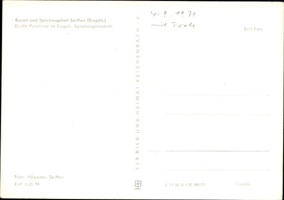 Postcard Seiffen in the Ore Mountains, Great Pyramid, Toy Museum