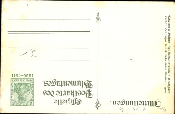 Postal stationery PC Schnorr, King Wilhelm II v. Württemberg, Queen Charlotte, silver wedding anniversary 1911