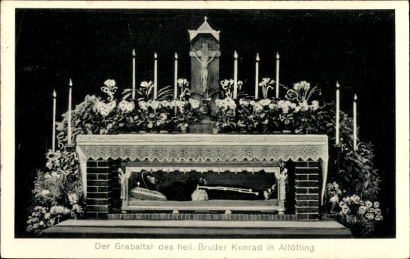 Postcard Altötting Upper Bavaria, The grave altar of St. Brother Konrad
