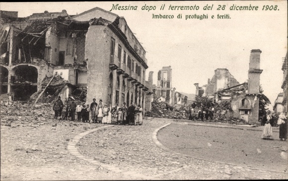 Ansichtkaart Messina Sicilië, verwoesting na de aardbeving van 1908